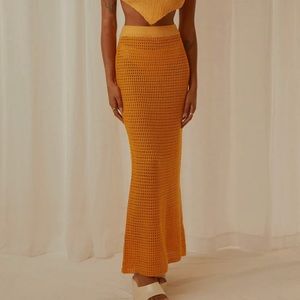 Peppermayo / Aloha Shores Mango Crochet Maxi Skirt Size XS Small